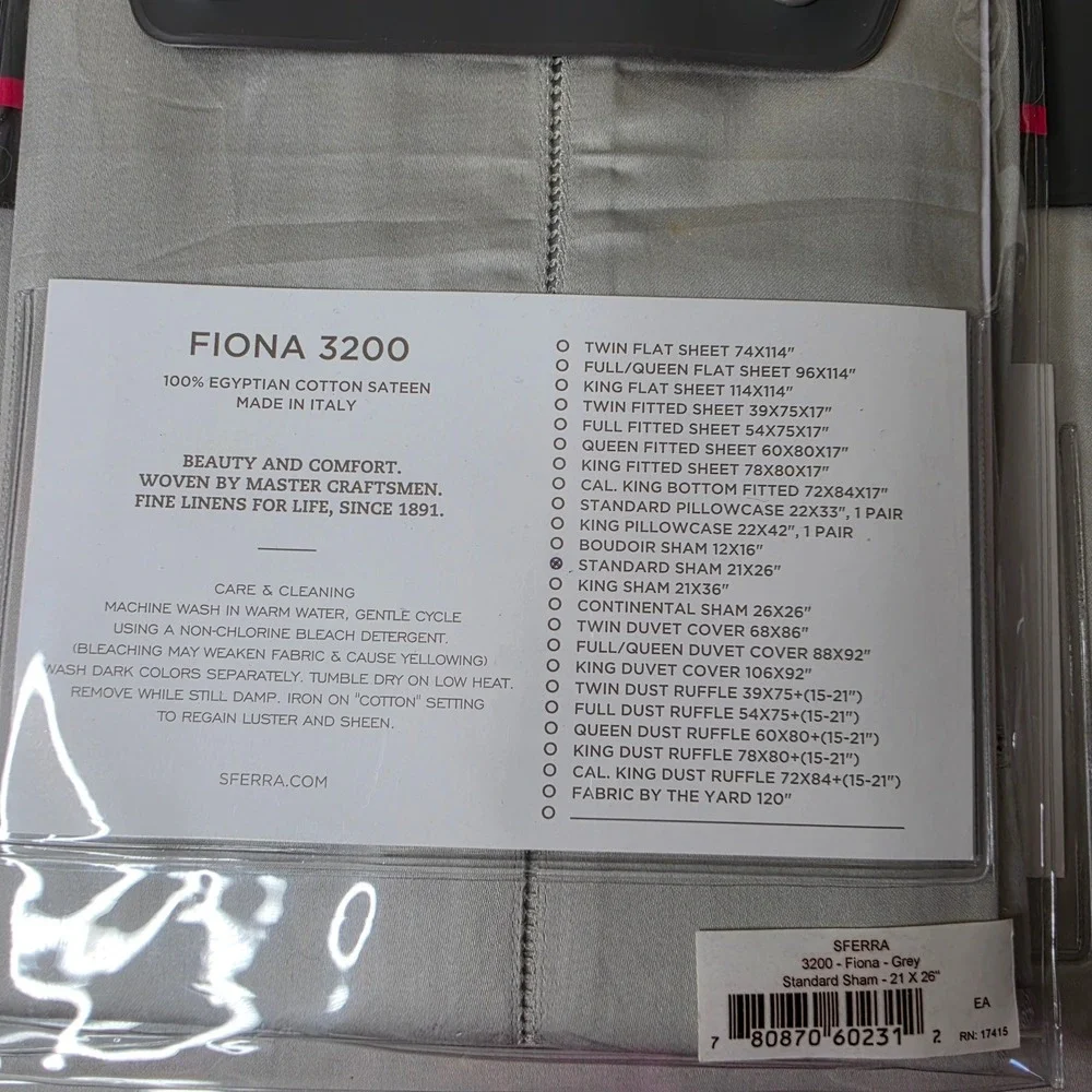 SFERRA Fiona 3200 Twin Duvet Cover‎ with Standard Pillow Sham Gray Made in Italy